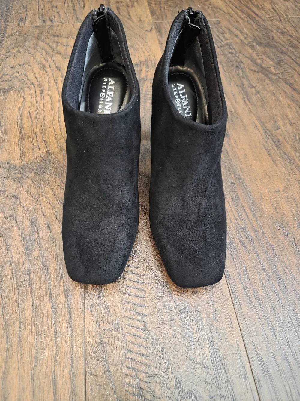 Alfani Black Suede Ankle Booties with Back Zipper